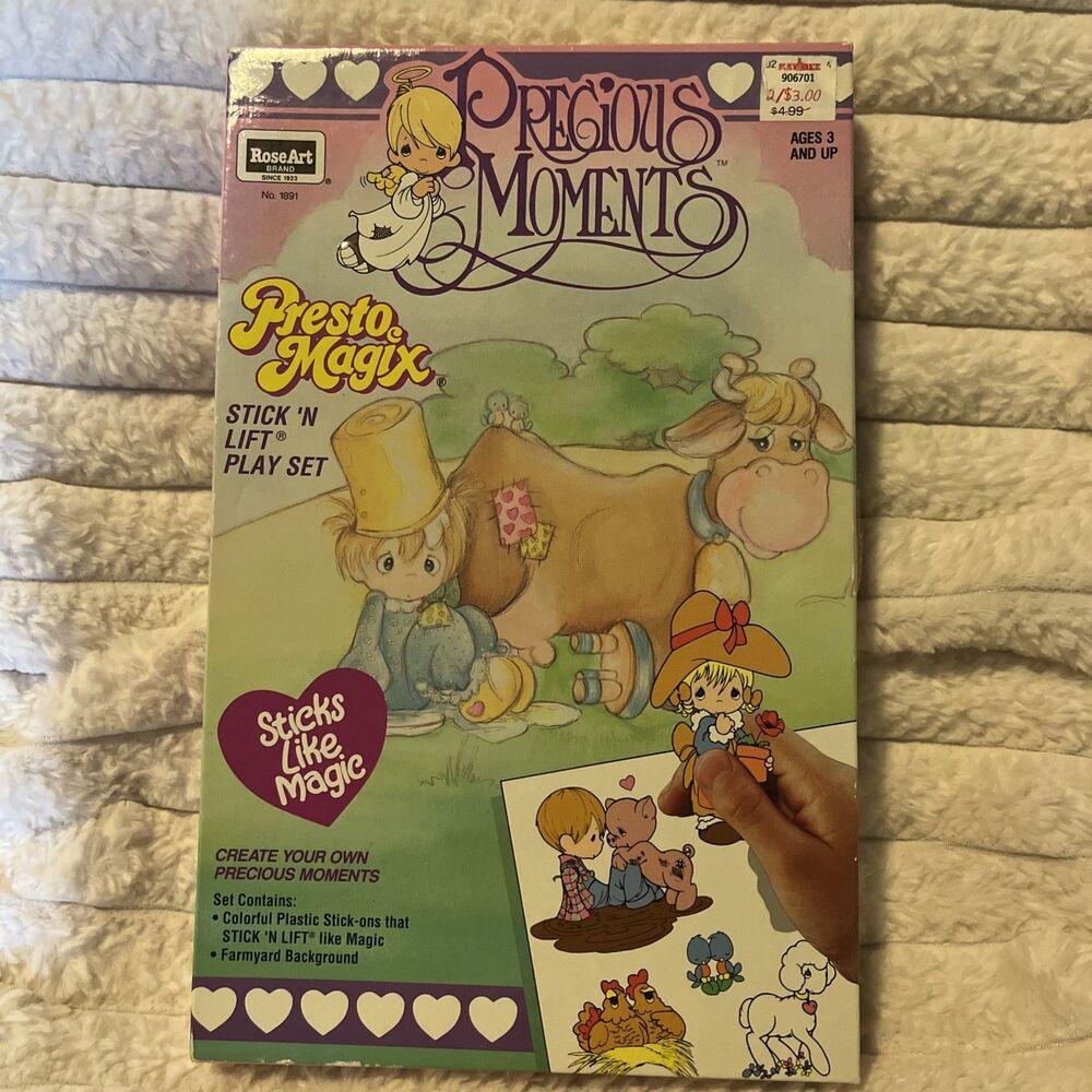 Vintage Presto Magix Precious Moments Stick N Lift Playset Rose Art 1991